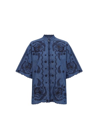 zimmermann camiseria mujer aster embroidered denim shirt - 8360tss261 rwblu