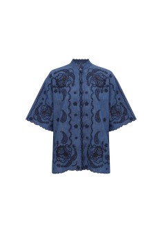 zimmermann camiseria mujer aster embroidered denim shirt - 8360tss261 rwblu