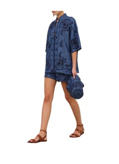 zimmermann camiseria mujer aster embroidered denim shirt - 8360tss261 rwblu