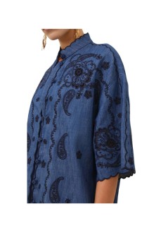 zimmermann camiseria mujer aster embroidered denim shirt - 8360tss261 rwblu