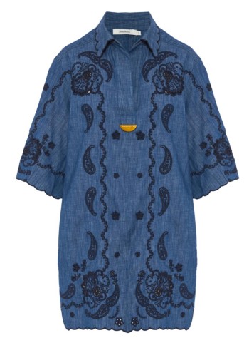 zimmermann vestido mujer aster embroidered denim mini - 8359dss261 rwblu