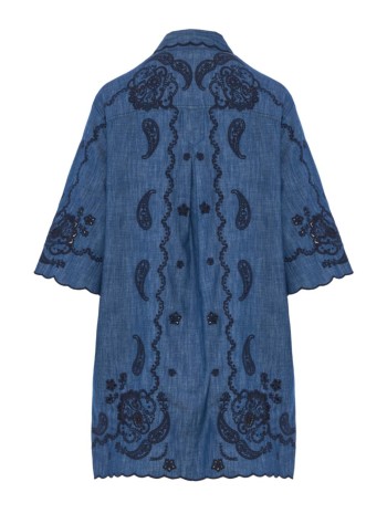 zimmermann vestido mujer aster embroidered denim mini - 8359dss261 rwblu 2