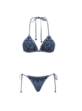 zimmermann bikini 2 pieces womanaster denim embroidery bikini - 7989wss261 den