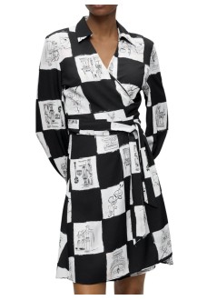 karl lagerfeld dress womanprinted fluid wrap dress - b3w13028 a48