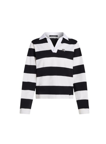 karl lagerfeld polo womanikon stripe lslv polo - b3w17041 a44