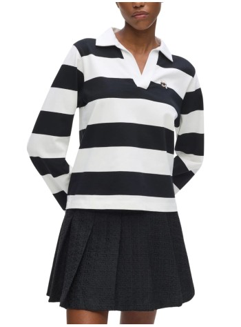 karl lagerfeld polo womanikon stripe lslv polo - b3w17041 a44 2