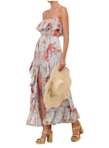 zimmermann dress womanroselight frill maxi dress - 8363dss264 brsf 2