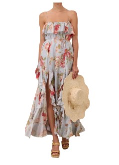 zimmermann dress womanroselight frill maxi dress - 8363dss264 brsf