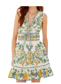 farm rio vestido mujer emily floral tapestry off-white mini dress - 355470 25185
