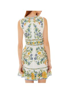 farm rio vestido mujer emily floral tapestry off-white mini dress - 355470 25185
