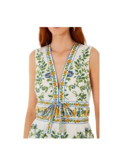 farm rio vestido mujer emily floral tapestry off-white mini dress - 355470 25185