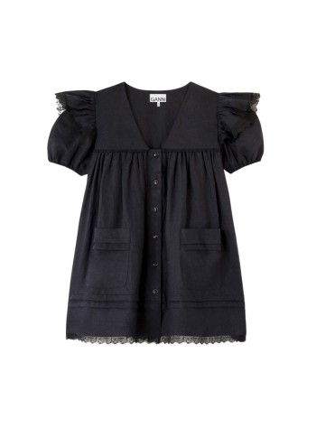 ganni dress womanlight linen angel mini dress - a1030577 099