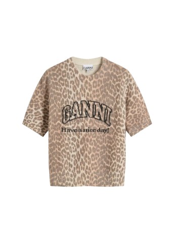 ganni top womangraphic wool printed tee - a1050227 135