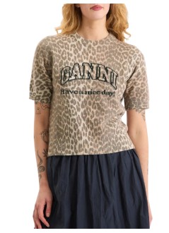 ganni top mujer graphic wool printed tee - a1050227 135