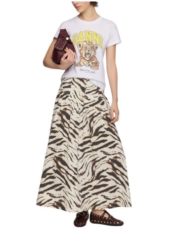 ganni skirt womanprinted stretch cotton long skirt - a1090288 135 2