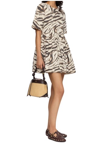 ganni dress womanprint denim puff mini dress - a1030636 135 2