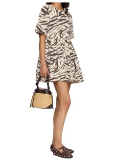 ganni vestido mujer print denim puff mini dress - a1030636 135