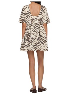ganni vestido mujer print denim puff mini dress - a1030636 135