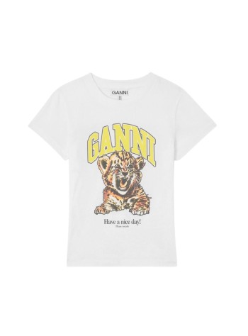 ganni top womanbasic cotton jersey baby fit tiger - a1050258 151