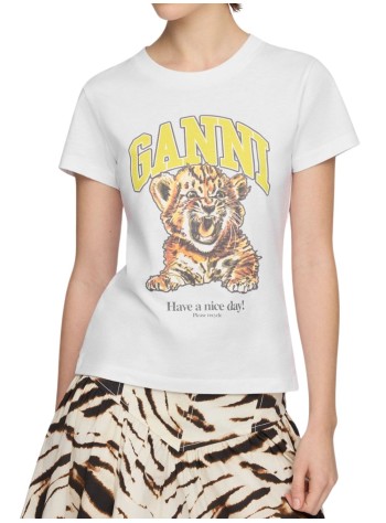 ganni top womanbasic cotton jersey baby fit tiger - a1050258 151 2