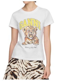 ganni top mujer basic cotton jersey baby fit tiger - a1050258 151