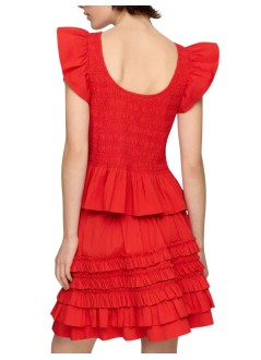 ganni top mujer stretch cotton angel sleeve smocked top - a1040422 06p