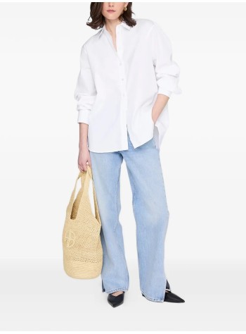 anine bing handbag mujer leah logo hobo raphia - a1312385nat1 beige 2