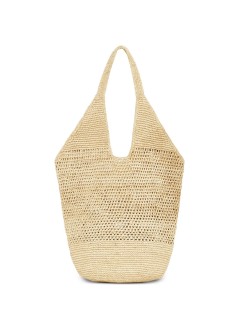 anine bing handbag womanleah logo hobo raphia - a1312385nat1 beige