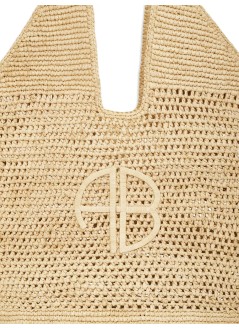 anine bing handbag womanleah logo hobo raphia - a1312385nat1 beige
