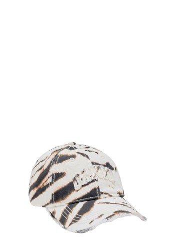 ganni cap womanprinted zebra washed cotton canvas cap - b3020236 135