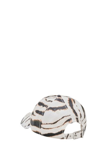 ganni cap womanprinted zebra washed cotton canvas cap - b3020236 135 2