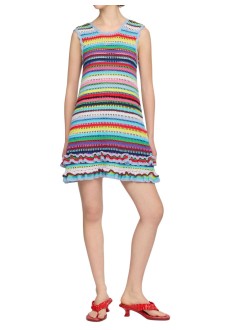 ganni dress womancotton crochet a-line dress - a1030570 999
