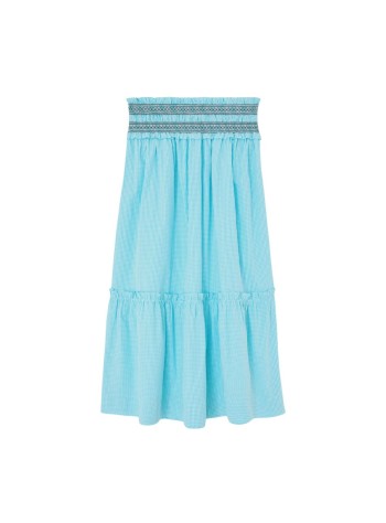 ganni falda mujer check cotton smocked waist long skirt - a1090325 803