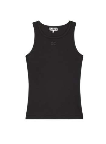 ganni top womansoft cotton rib tank top - a1050172 099