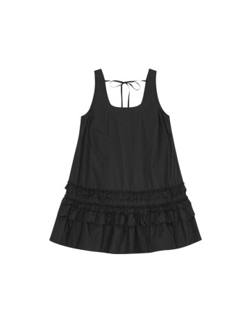 ganni dress womancotton poplin u-neck mini dress - a1030750 099