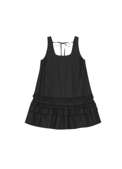 ganni dress womancotton poplin u-neck mini dress - a1030750 099