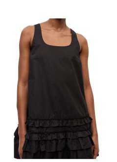 ganni dress womancotton poplin u-neck mini dress - a1030750 099