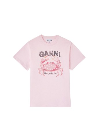 ganni top womanbasic cotton jersey t-shirt - a1050197 868