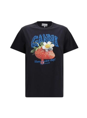 ganni top womanbasic cotton jersey strawberry - a1050257 252