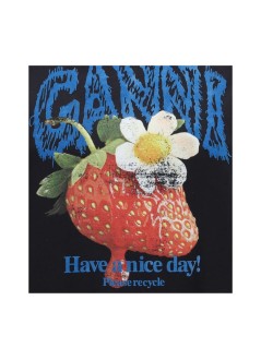 ganni top womanbasic cotton jersey strawberry - a1050257 252