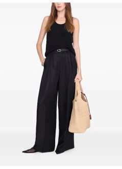 anine bing pant  womanlou trouser - a0312488blk33 black