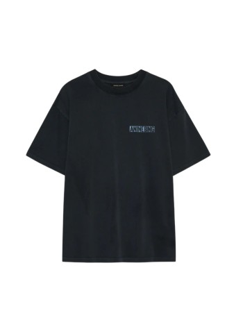 anine bing top womancade tee palm - a0812312wbl1 black