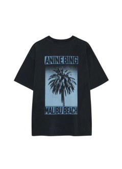anine bing top mujer cade tee palm - a0812312wbl1 black