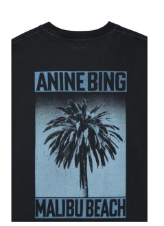 anine bing top mujer cade tee palm - a0812312wbl1 black