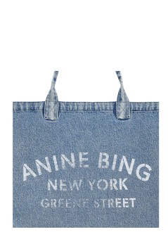 anine bing handbag womanleo denim tote - a1312677whd93 dark blue