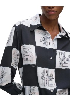 karl lagerfeld t-shirt womanprinted fluid blouse - b3w11017 a48