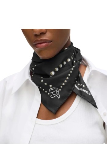 karl lagerfeld neckwear womanikon karl pearls silk scarf - b3w33038 101 2