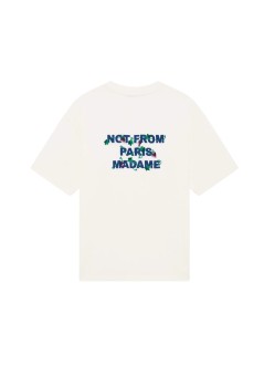 drôle de monsieur t-shirt manvine embroidered slogan t-shirt - lts327co248ow off white
