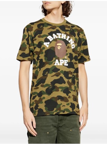 bape t-shirt man1st camo college tee m - 1l80109008 green 2