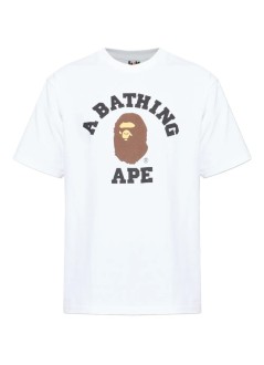 bape t-shirt mancollege tee m - 1l80110001 white